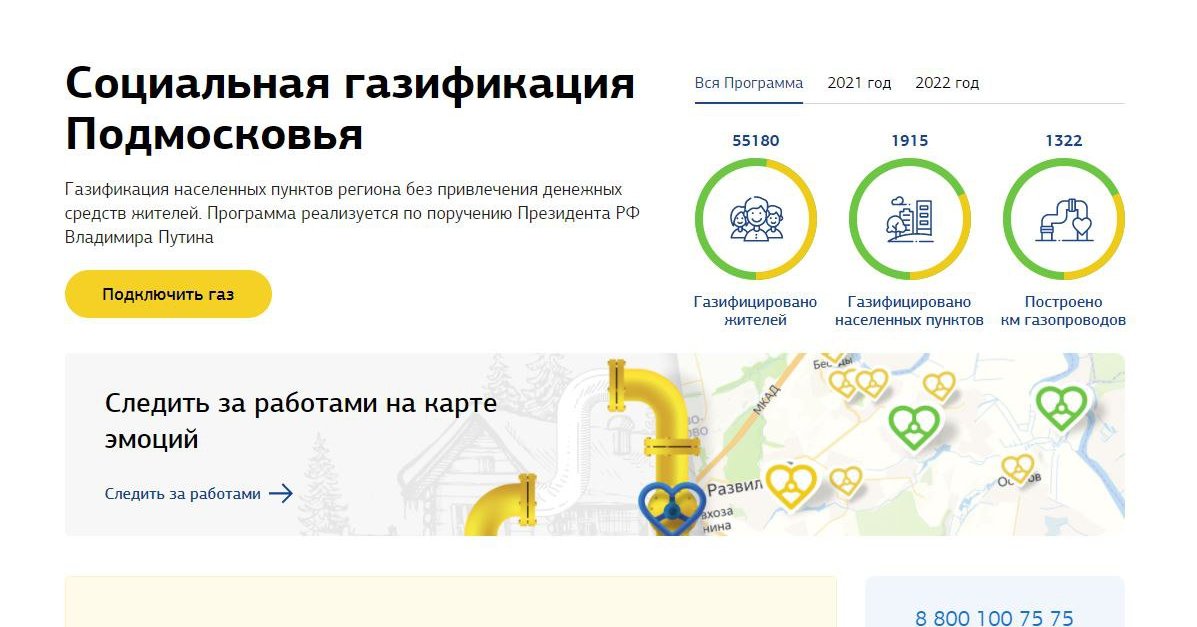 Карта социальной газификации московской области