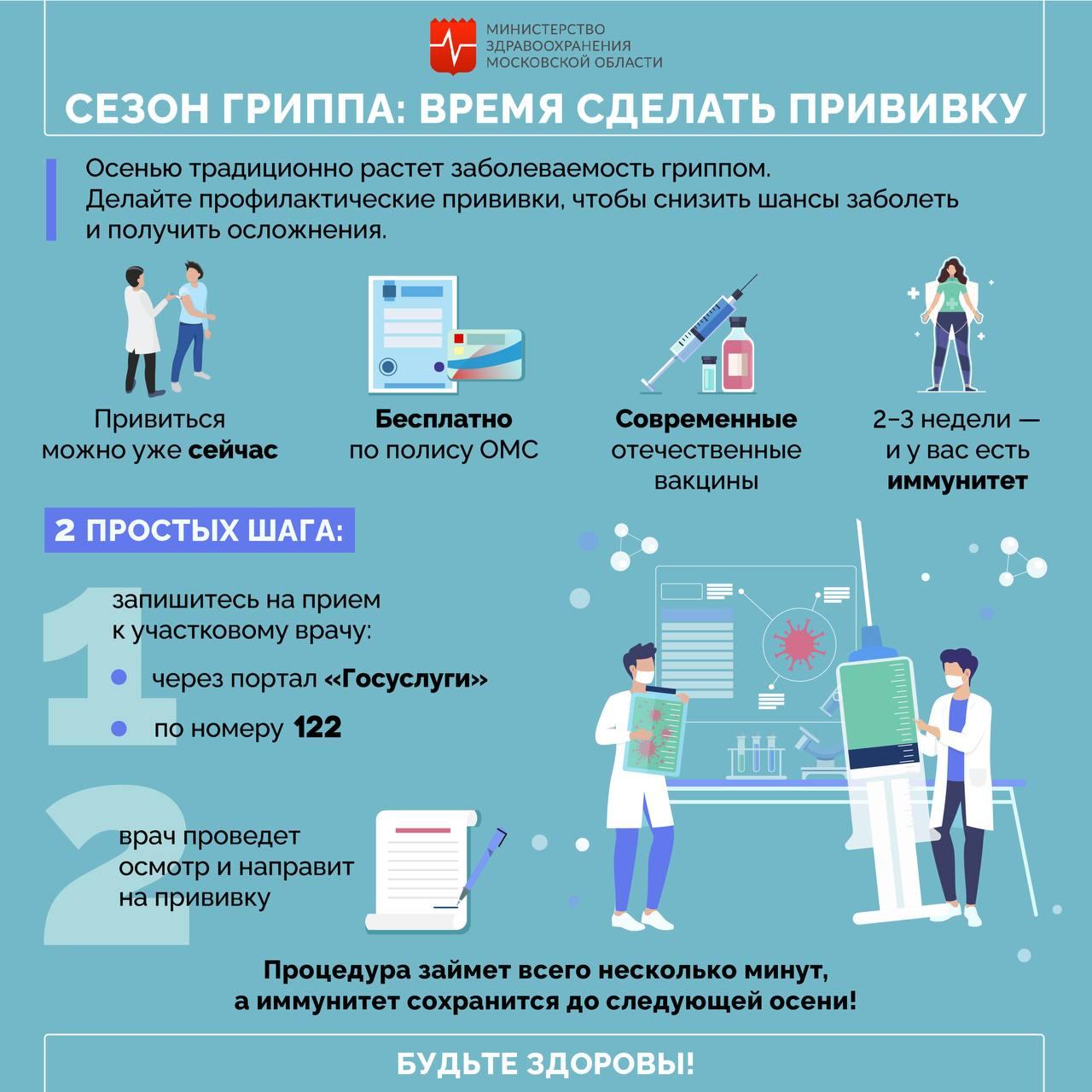 В городском округе Ступино продолжается вакцинация от гриппа и ковида. /  Администрация городского округа Ступино